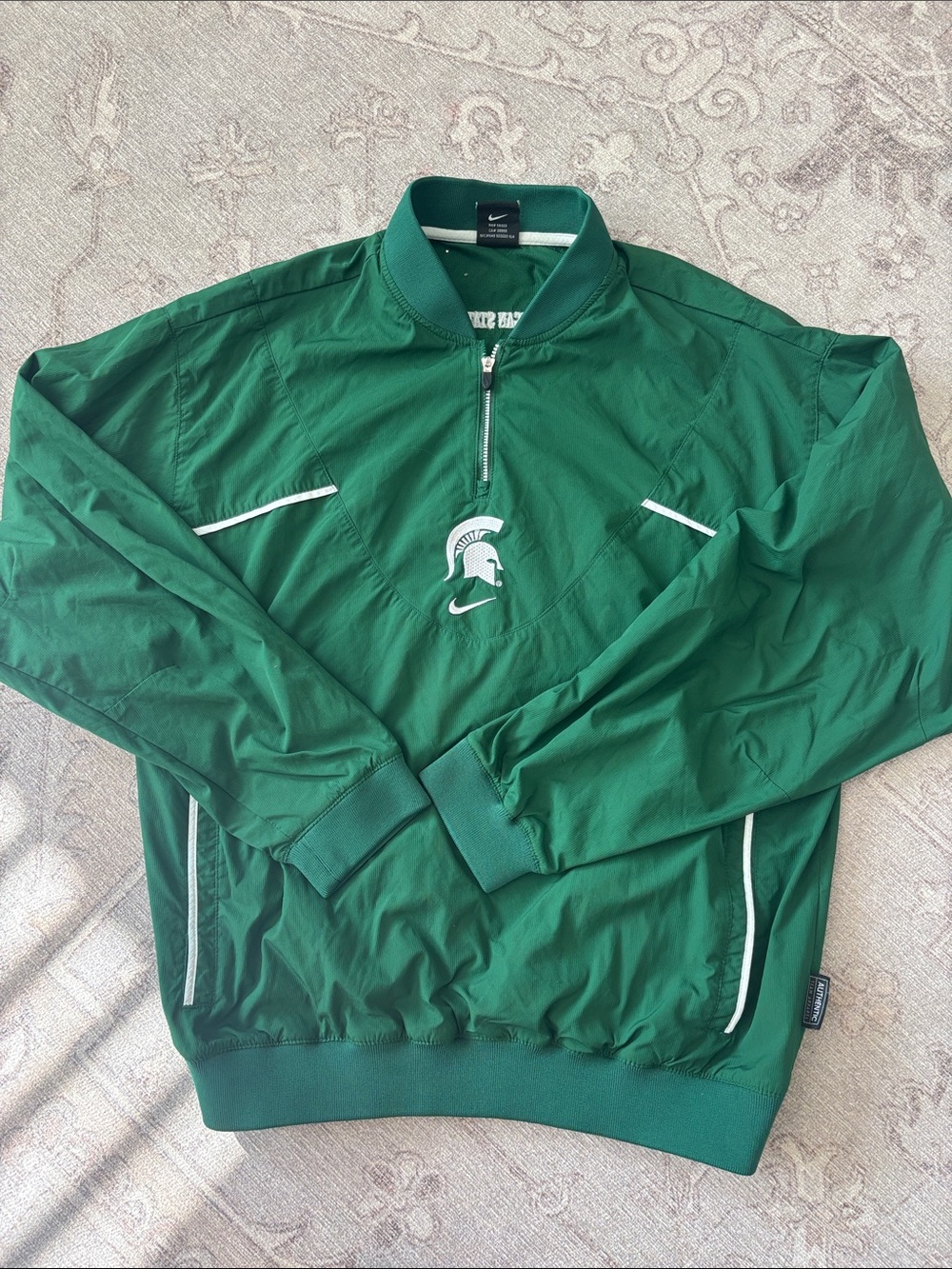 Nike Michigan State Spartans Half-Zip Windbreaker with White Trim